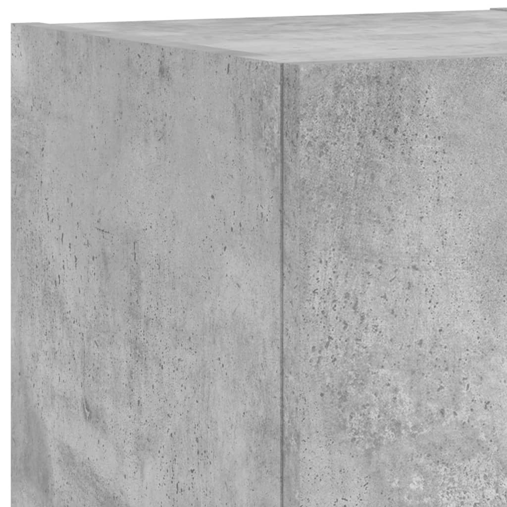 3 pcs móveis de parede para TV com luzes LED cinzento cimento