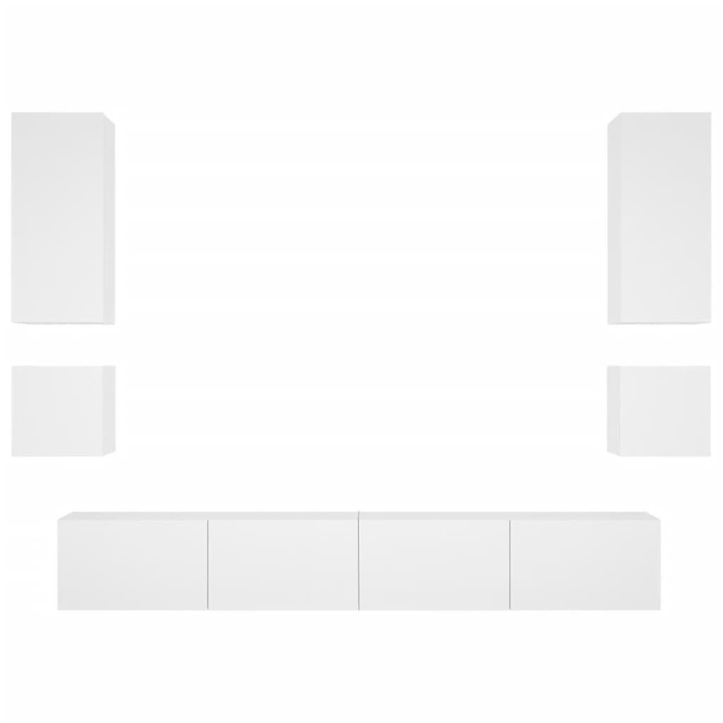 6 pcs móveis de parede para TV com luzes LED branco