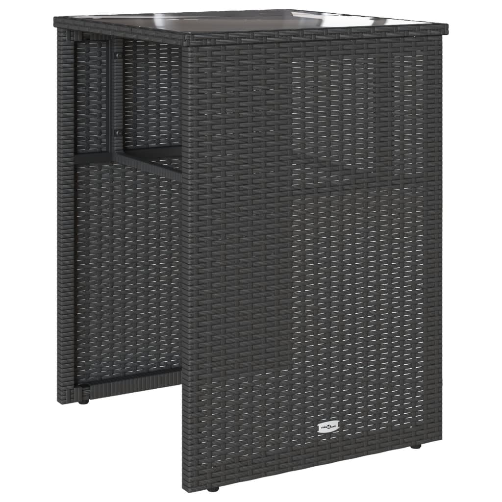 3 pcs conjunto de bistrô com almofadões vime PE preto