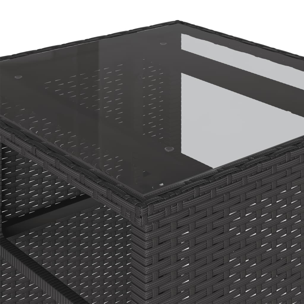 3 pcs conjunto de bistrô com almofadões vime PE preto