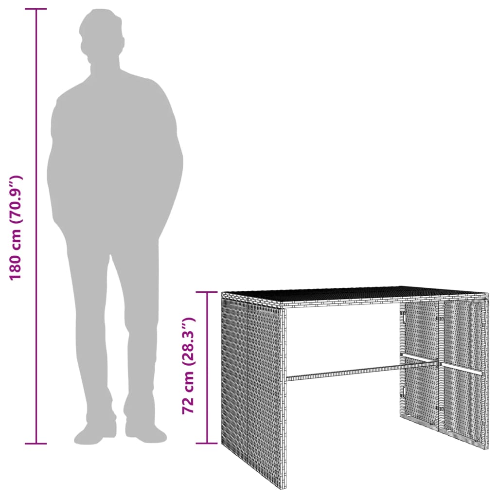 3 pcs conjunto de jantar p/ jardim c/ almofadões vime PE preto