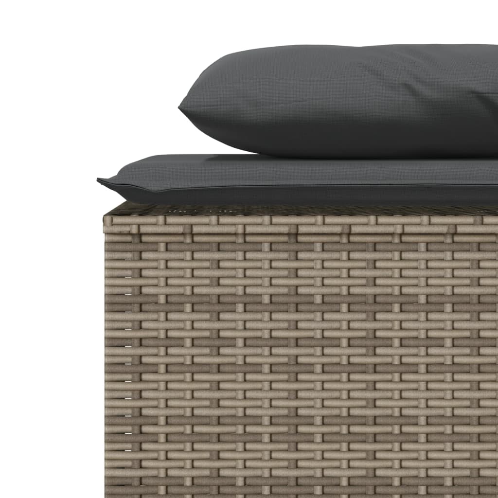 3 pcs conjunto de jantar p/ jardim c/ almofadões vime PE cinza