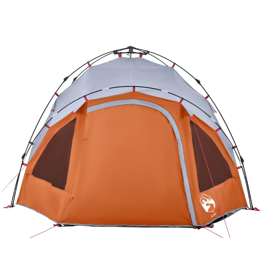 Tenda campismo cúpula 3 pessoas libertação rápida cinza/laranja