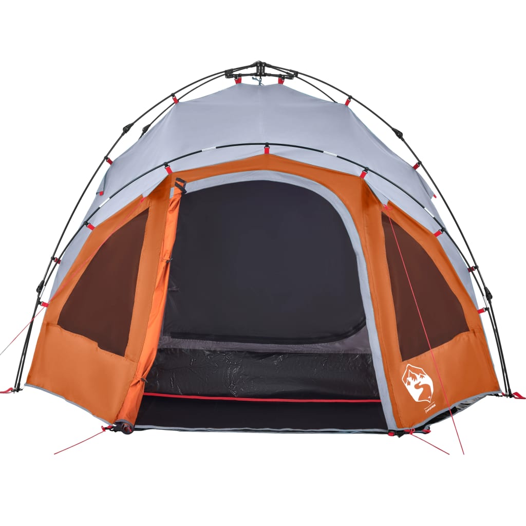 Tenda campismo cúpula 3 pessoas libertação rápida cinza/laranja