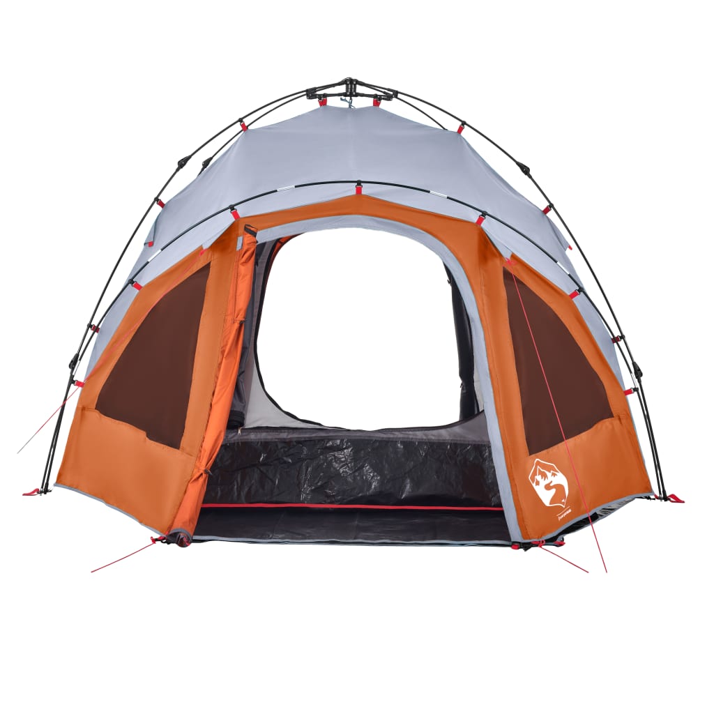 Tenda campismo cúpula 3 pessoas libertação rápida cinza/laranja