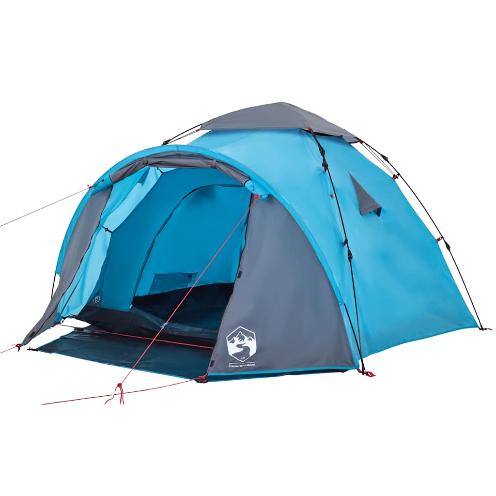 Tenda de campismo cúpula para 3 pessoas libertação rápida azul