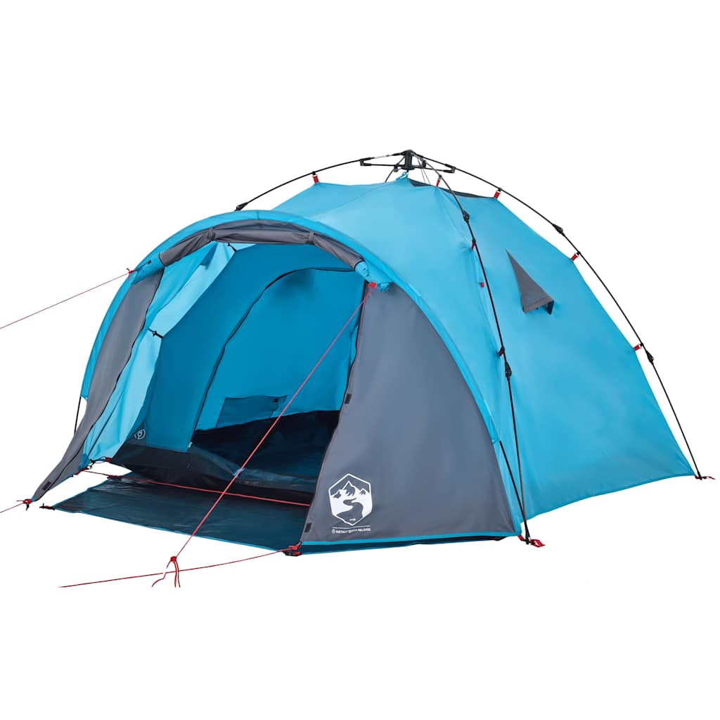 Tenda de campismo cúpula para 3 pessoas libertação rápida azul