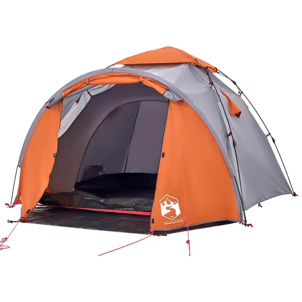 Tenda campismo cúpula 3 pessoas libertação rápida cinza/laranja
