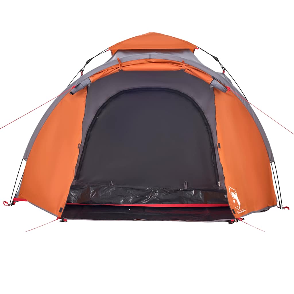 Tenda campismo cúpula 3 pessoas libertação rápida cinza/laranja