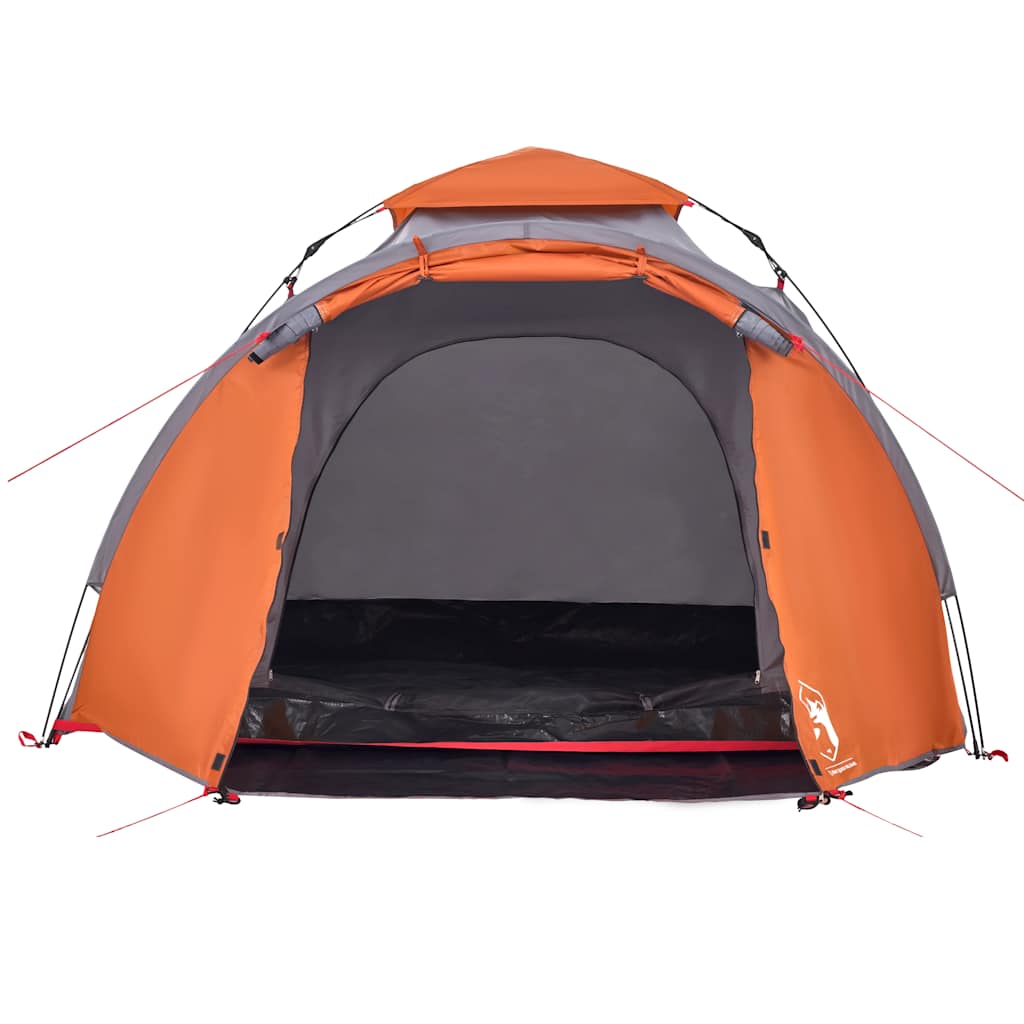 Tenda campismo cúpula 3 pessoas libertação rápida cinza/laranja