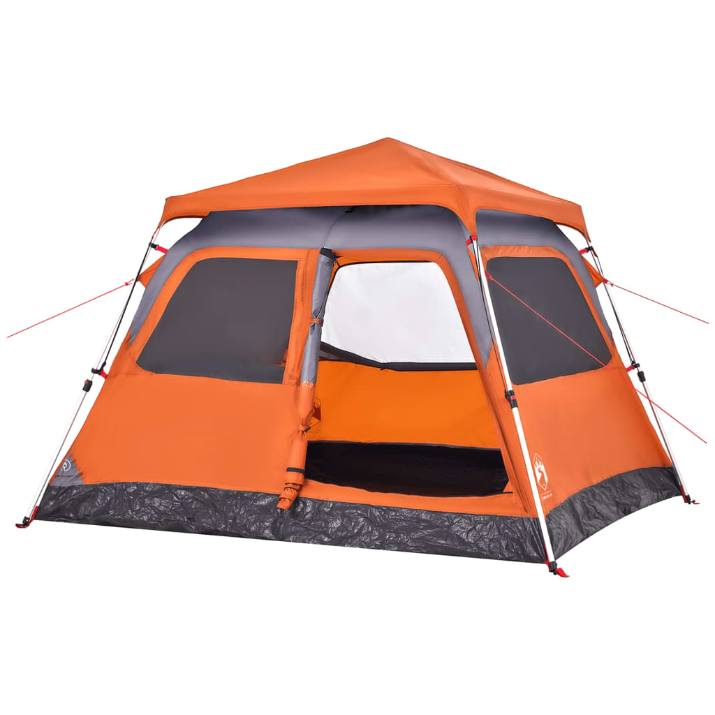 Tenda campismo cúpula 4 pessoas libertação rápida cinza/laranja