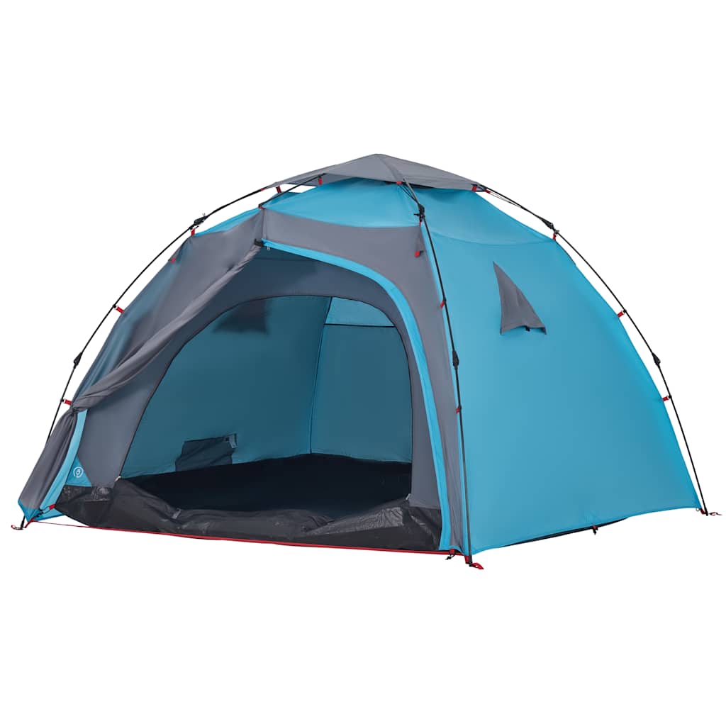 Tenda de campismo cúpula para 4 pessoas libertação rápida azul