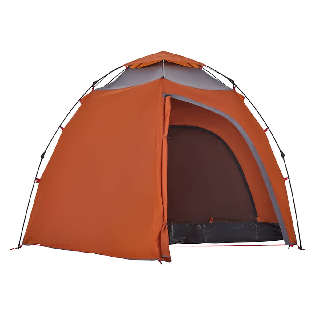 Tenda campismo cúpula 4 pessoas libertação rápida cinza/laranja