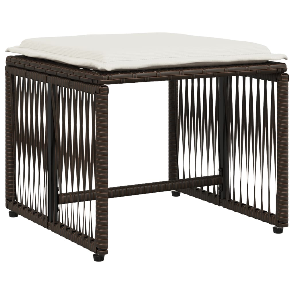 7 pcs conjunto jantar p/ jardim c/ almofadões vime PE castanho