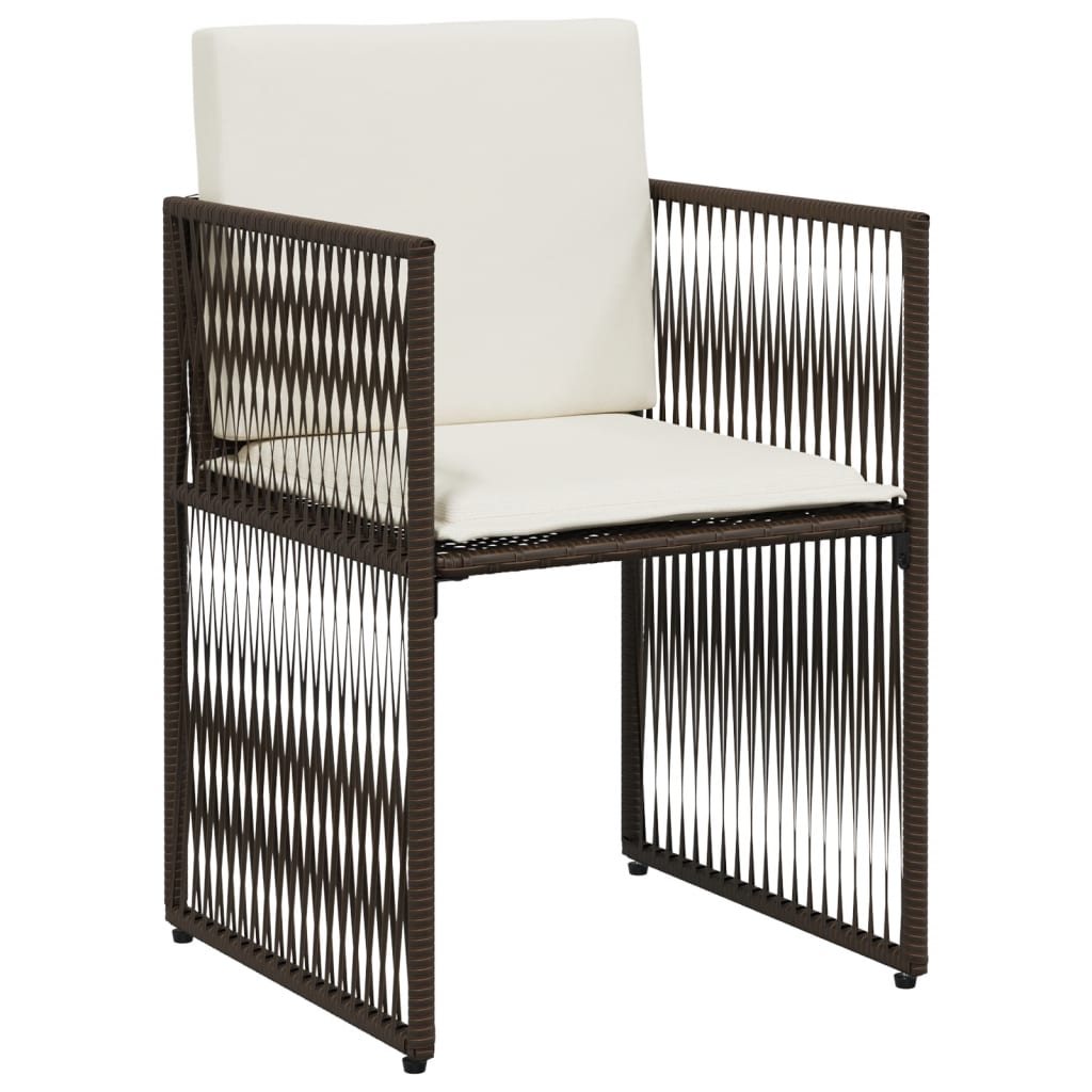 7 pcs conjunto jantar p/ jardim c/ almofadões vime PE castanho