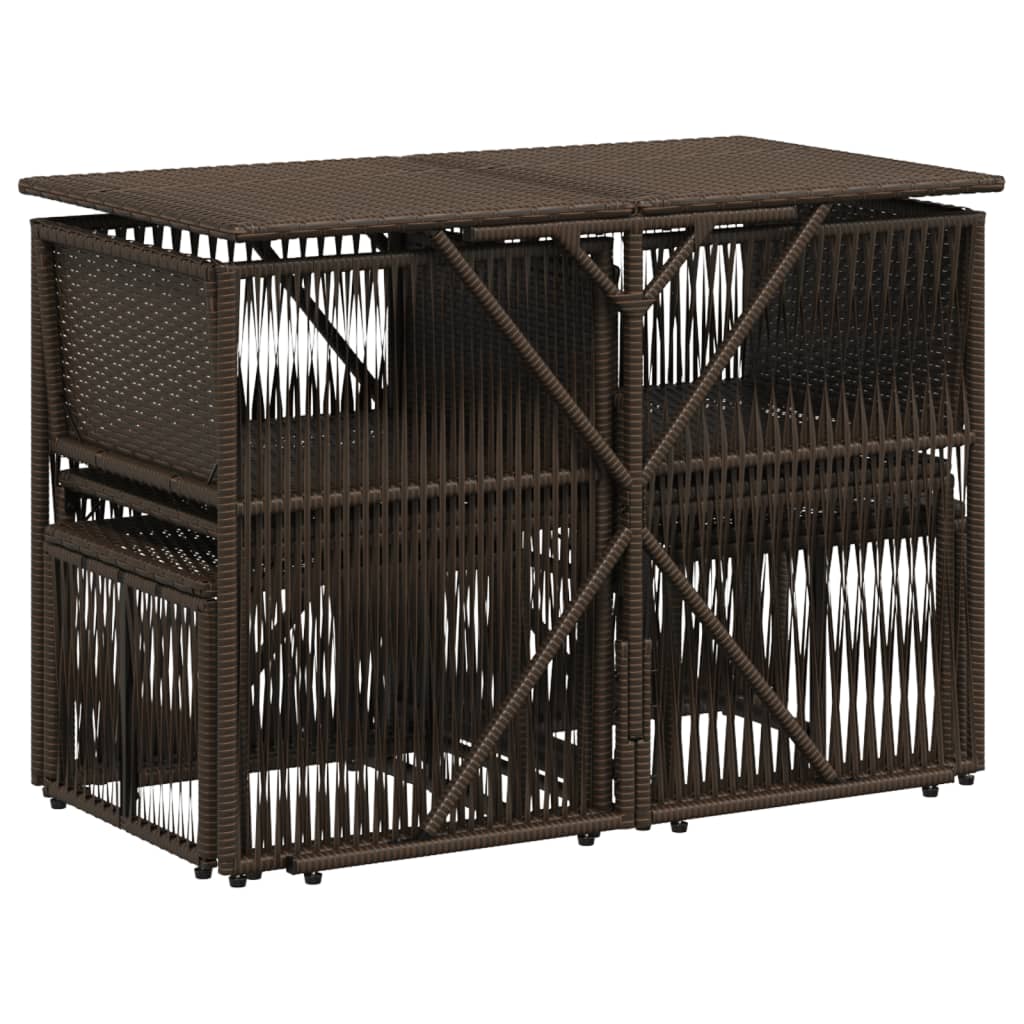 7 pcs conjunto jantar p/ jardim c/ almofadões vime PE castanho