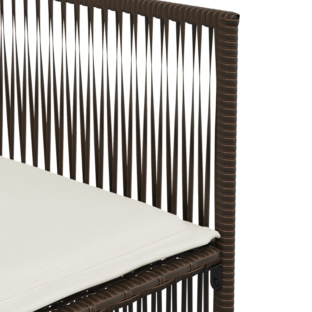 7 pcs conjunto jantar p/ jardim c/ almofadões vime PE castanho