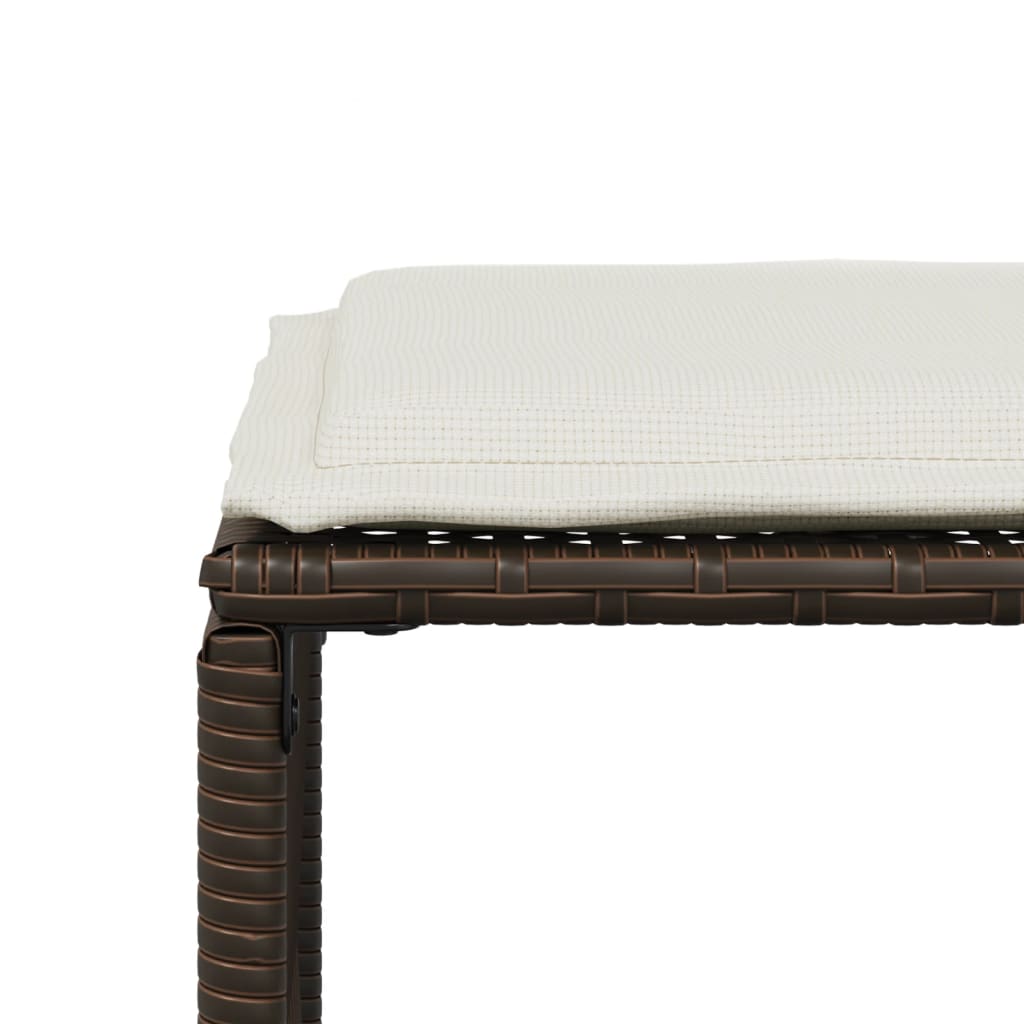 7 pcs conjunto jantar p/ jardim c/ almofadões vime PE castanho