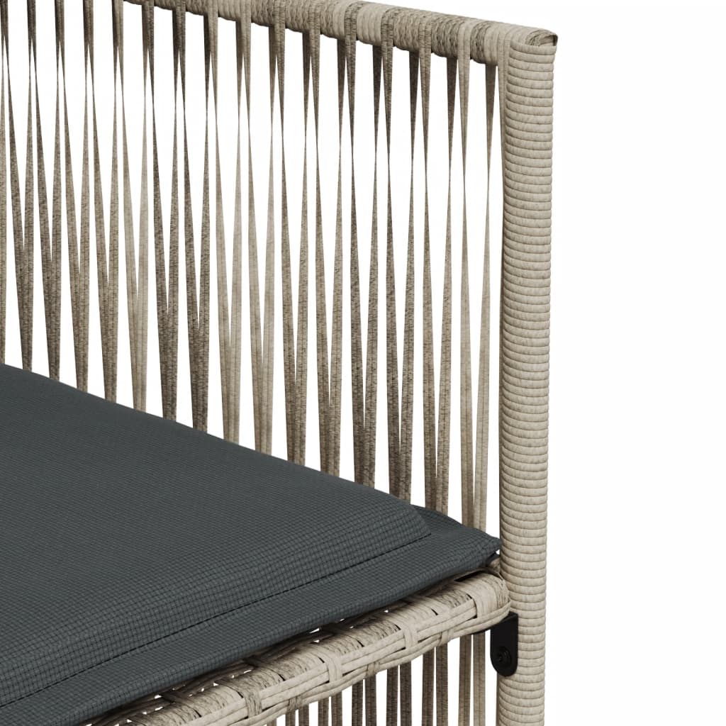 7 pcs conj. jantar p/ jardim c/ almofadões vime PE cinza-claro