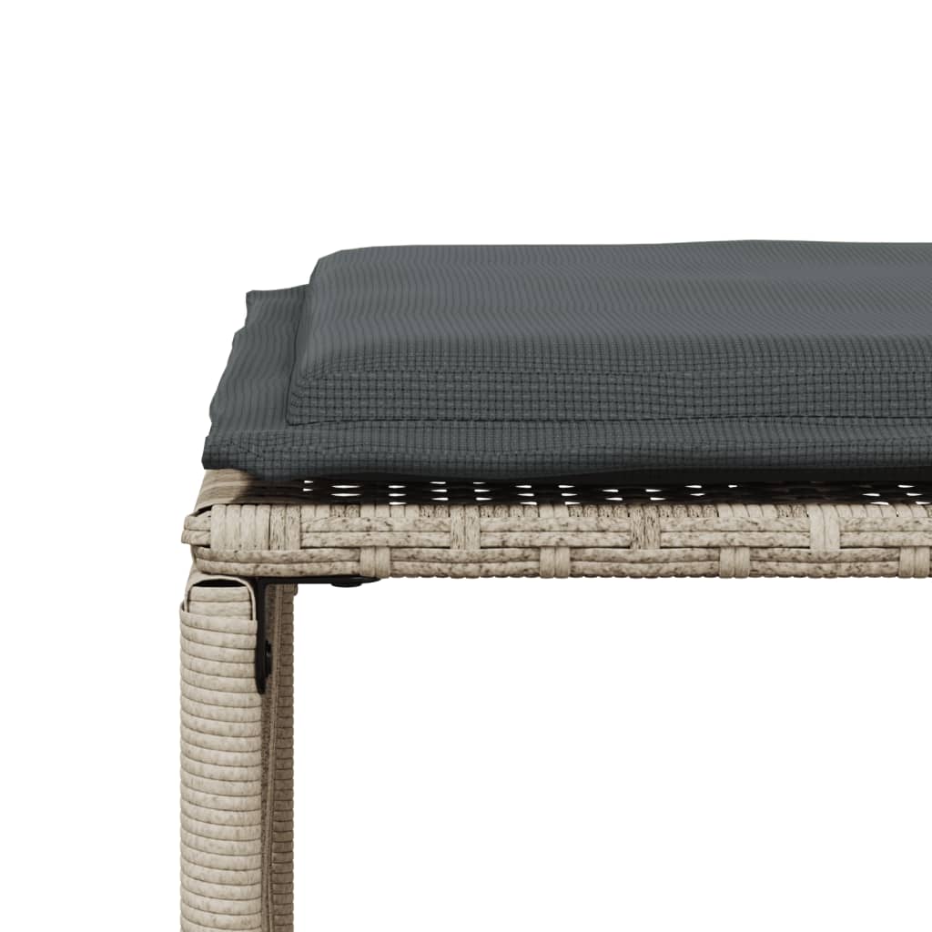 7 pcs conj. jantar p/ jardim c/ almofadões vime PE cinza-claro