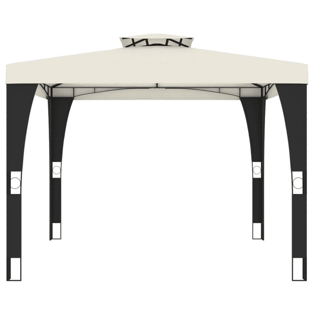 Gazebo com telhado duplo 2,98x2,98 m aço creme