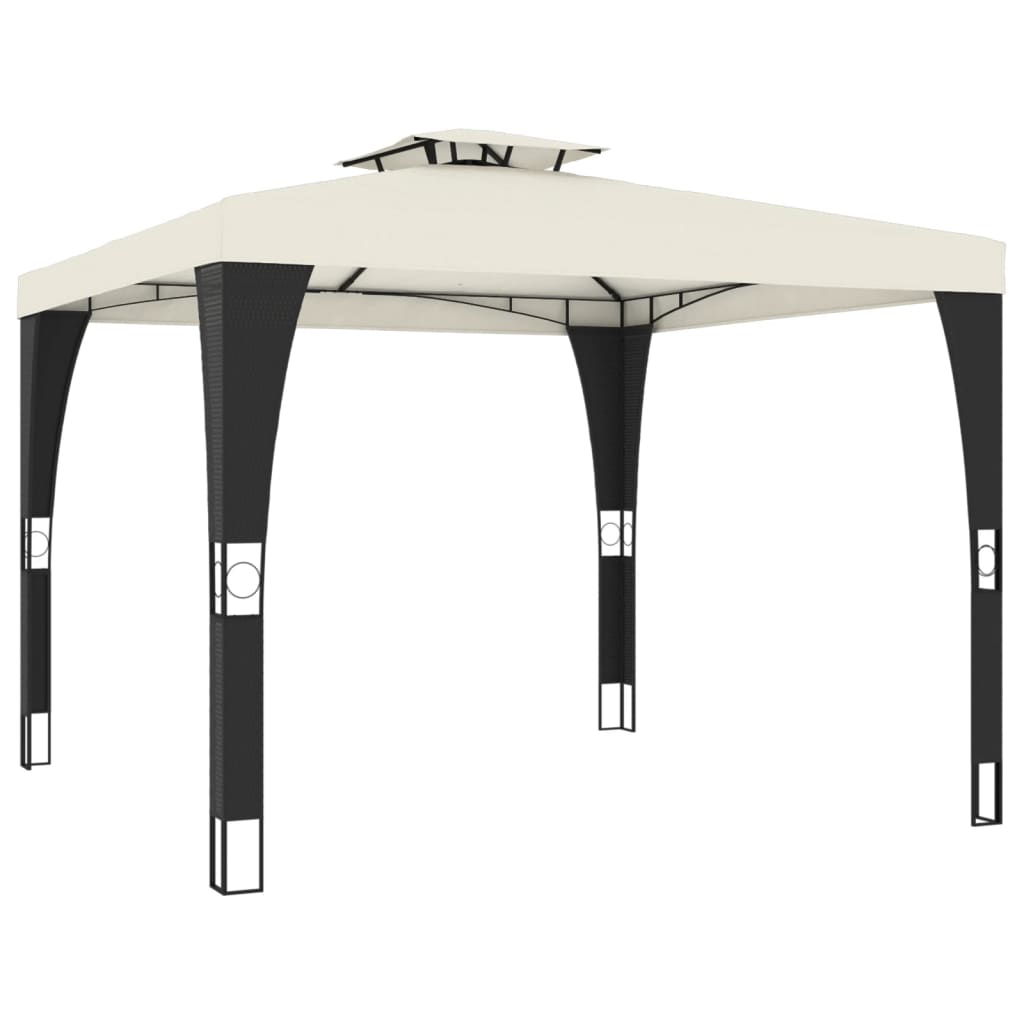 Gazebo com telhado duplo 2,98x2,98 m aço creme