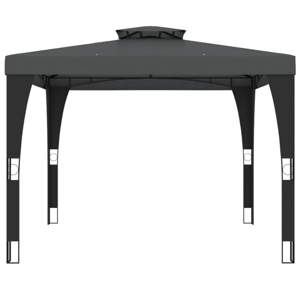 Gazebo com telhado duplo 2,98x2,98 m aço antracite