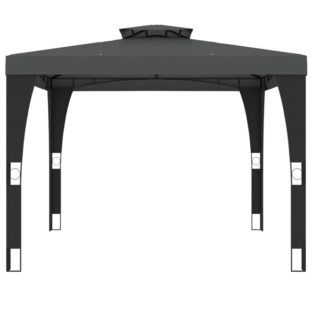 Gazebo com telhado duplo 2,98x2,98 m aço antracite