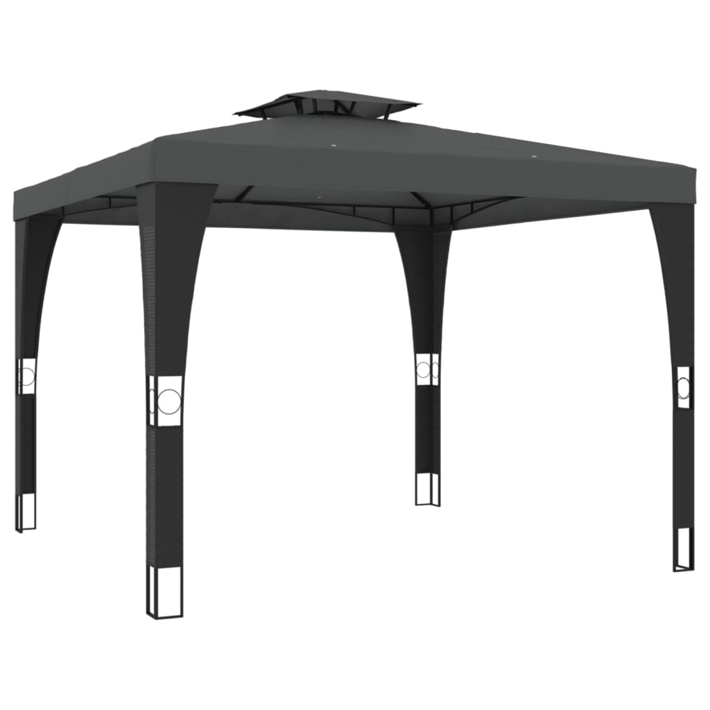Gazebo com telhado duplo 2,98x2,98 m aço antracite