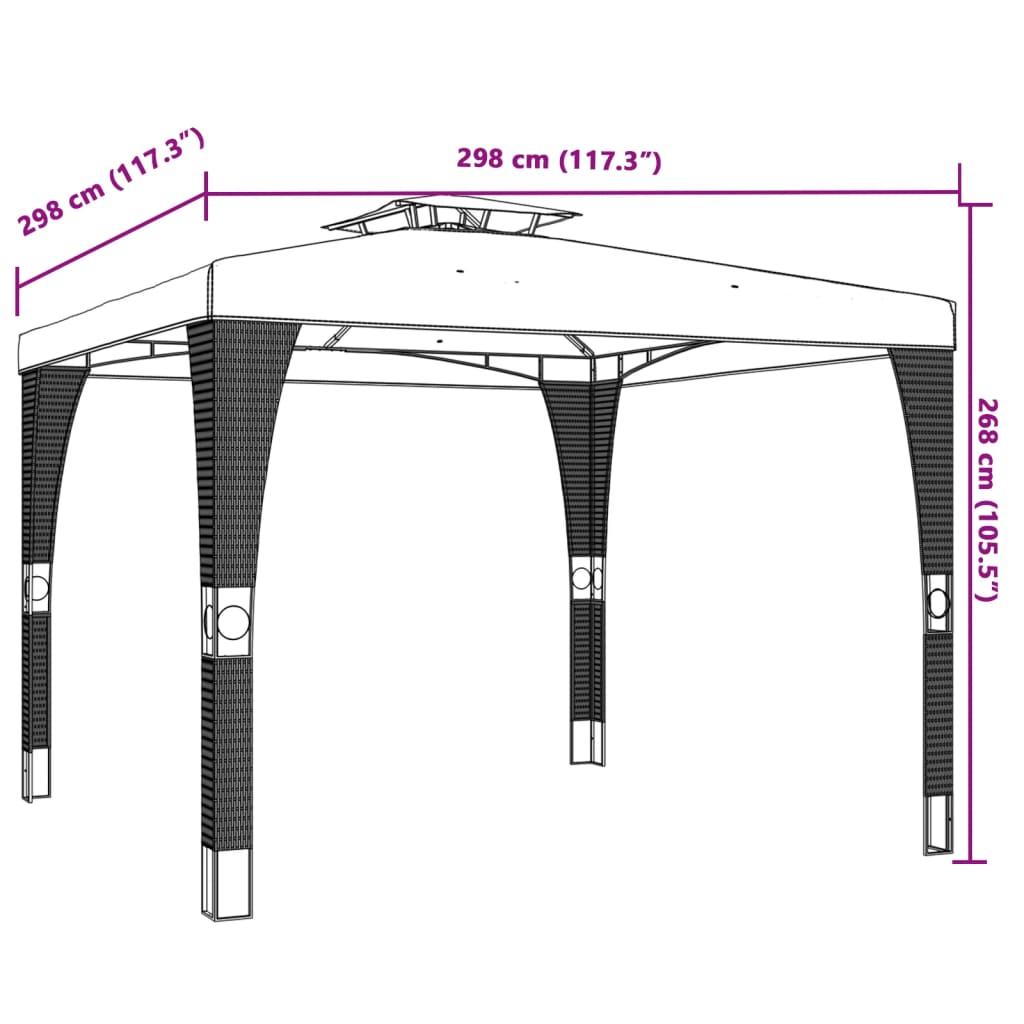 Gazebo com telhado duplo 2,98x2,98 m aço antracite