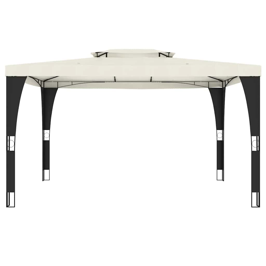Gazebo com telhado duplo 3,98x2,98 m aço creme