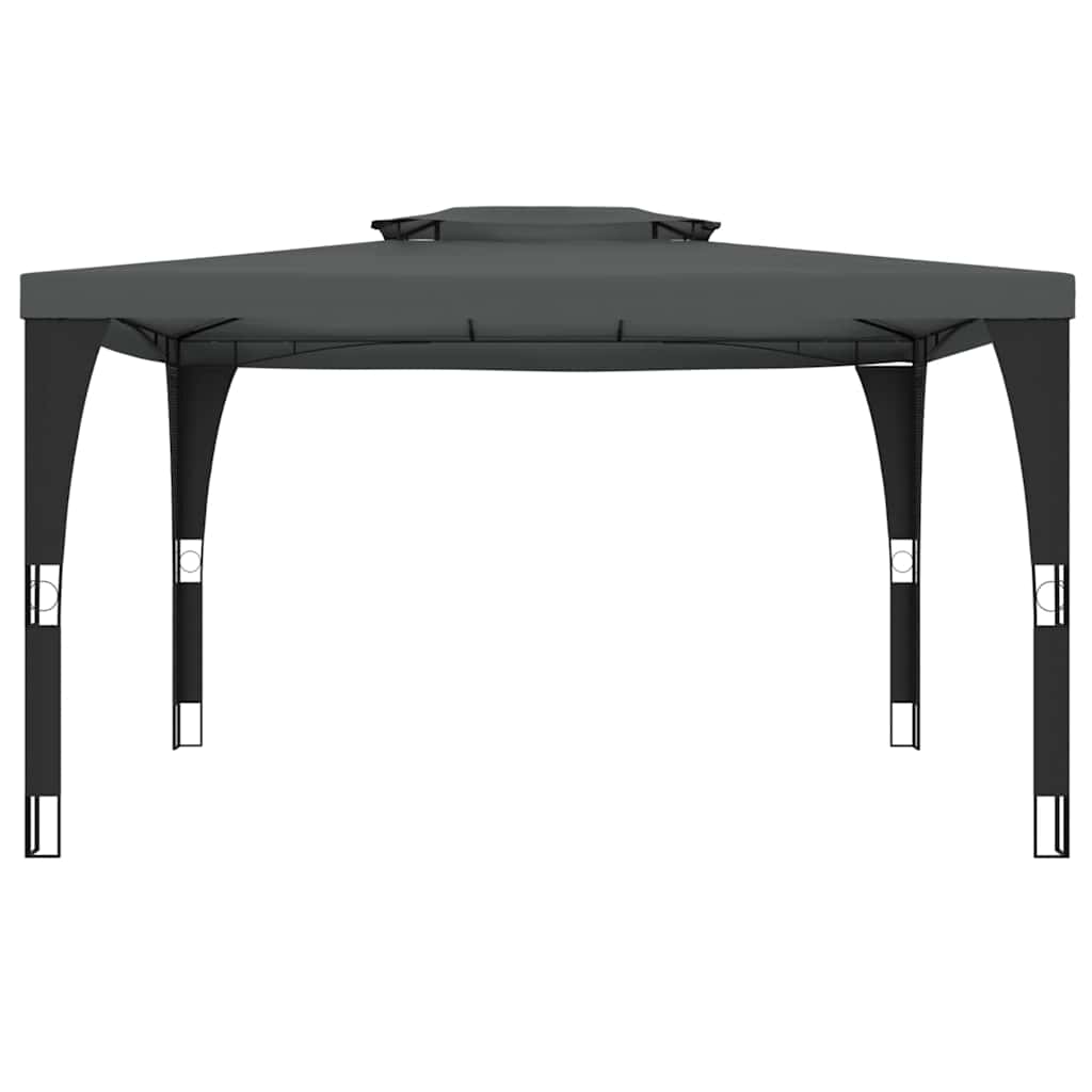 Gazebo com telhado duplo 3,98x2,98 m aço antracite