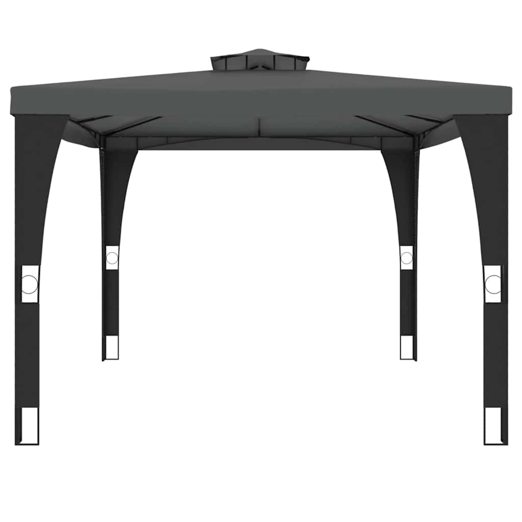 Gazebo com telhado duplo 3,98x2,98 m aço antracite