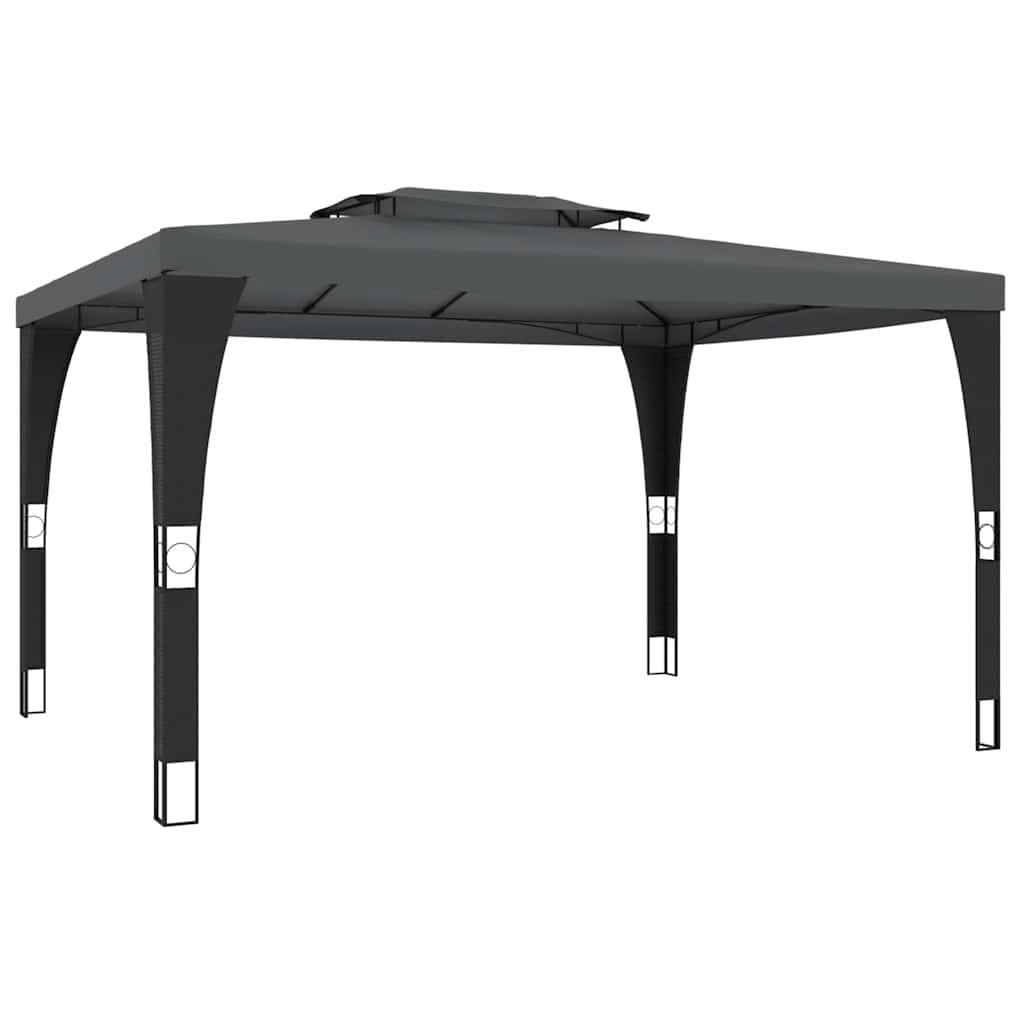 Gazebo com telhado duplo 3,98x2,98 m aço antracite