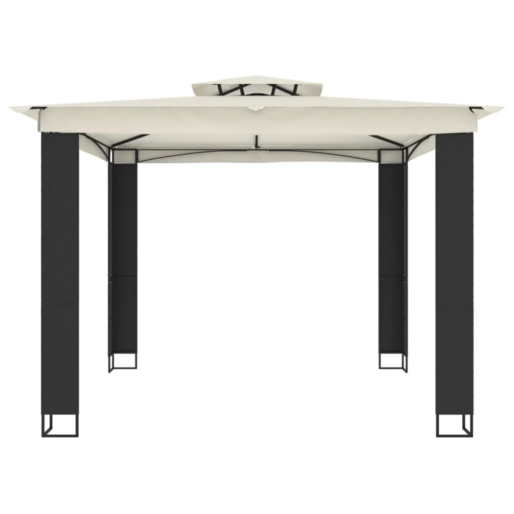 Gazebo com telhado duplo 2,94x2,94 m aço creme