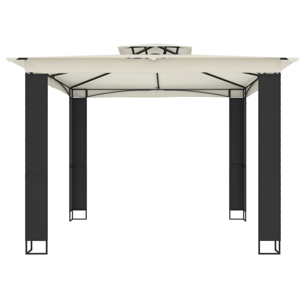 Gazebo com telhado duplo 2,94x2,94 m aço creme