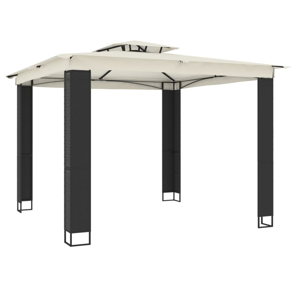 Gazebo com telhado duplo 2,94x2,94 m aço creme