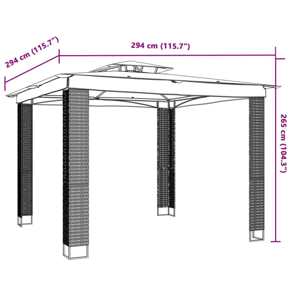 Gazebo com telhado duplo 2,94x2,94 m aço creme