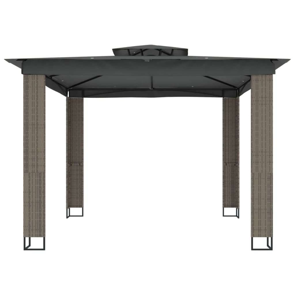 Gazebo com telhado duplo 2,94x2,94 m aço antracite