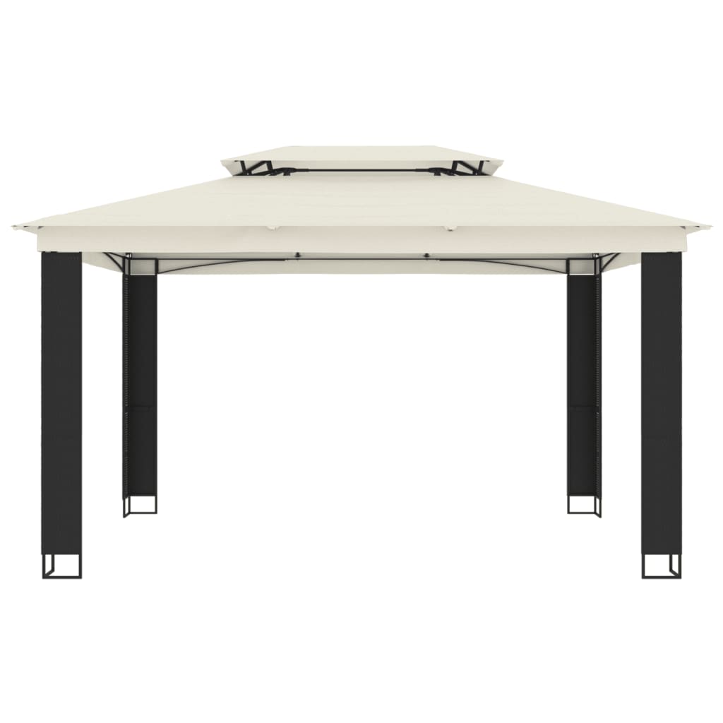 Gazebo com telhado duplo 3,94x2,96 m aço creme