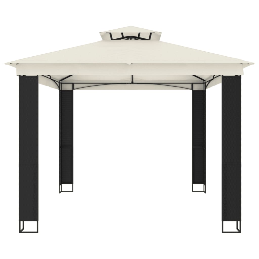 Gazebo com telhado duplo 3,94x2,96 m aço creme
