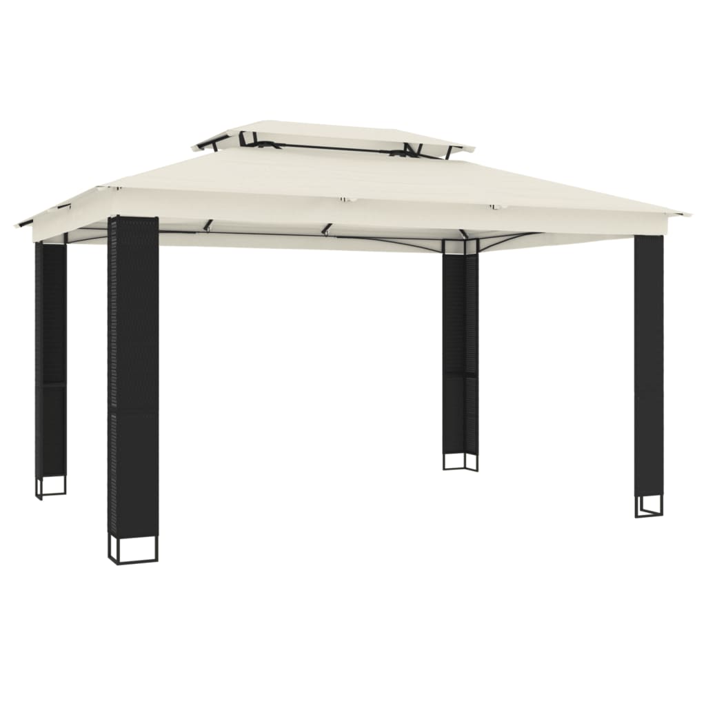 Gazebo com telhado duplo 3,94x2,96 m aço creme