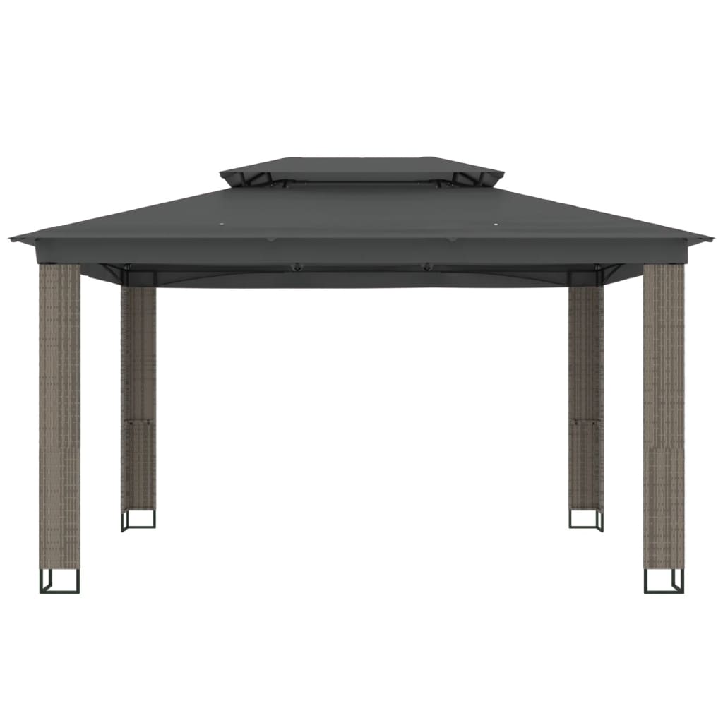 Gazebo com telhado duplo 3,94x2,96 m aço antracite