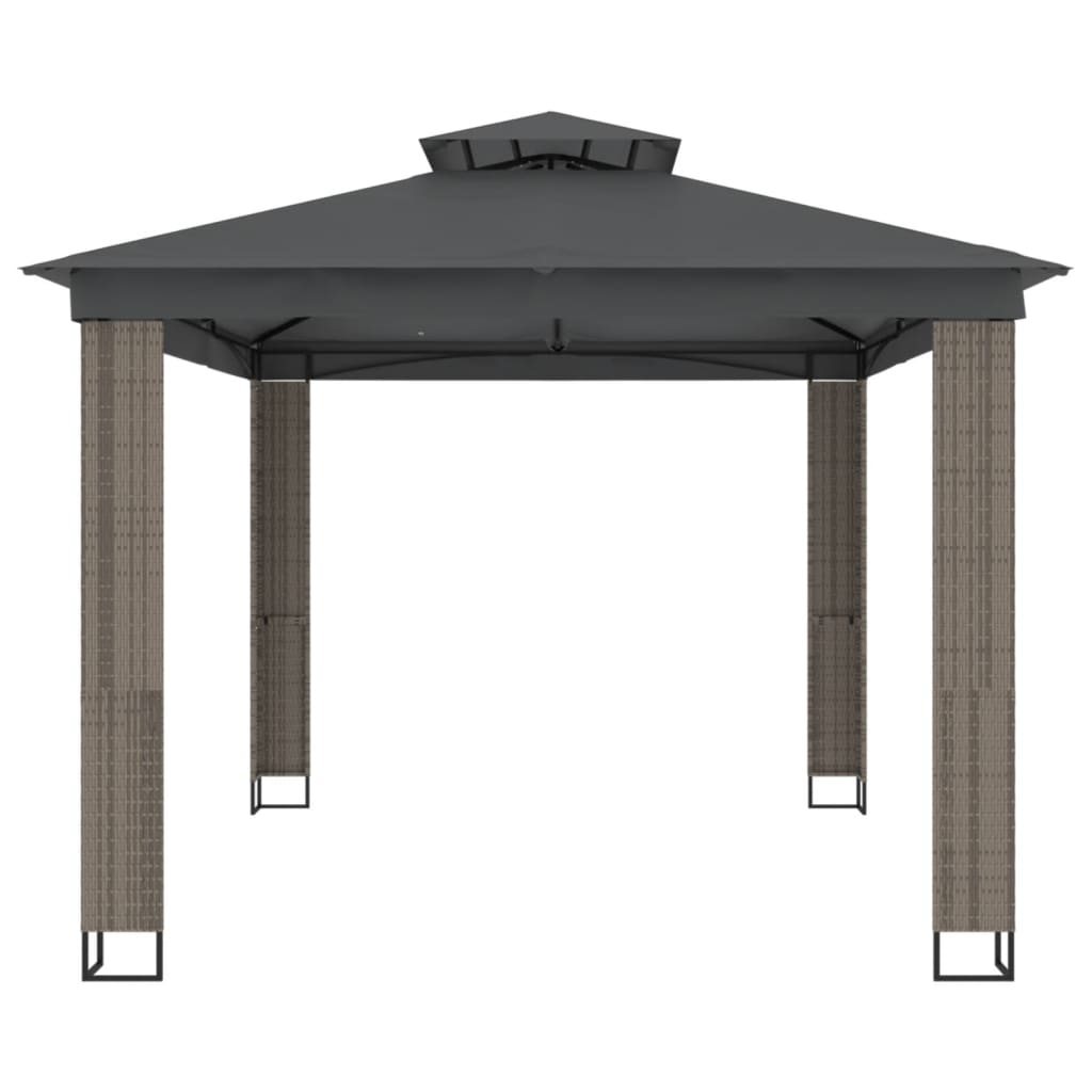 Gazebo com telhado duplo 3,94x2,96 m aço antracite