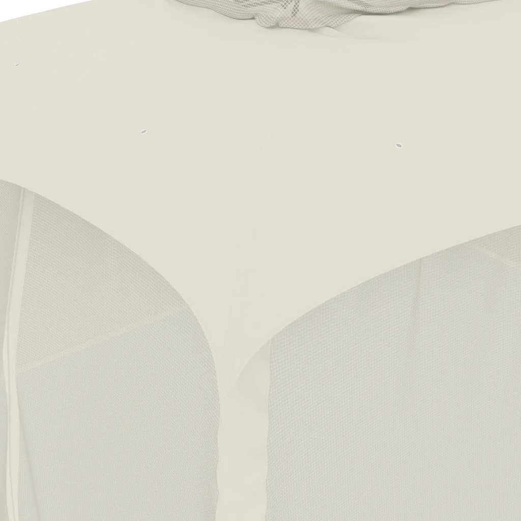 Gazebo c/ teto duplo/paredes de malha 3,93x2,93 m aço creme