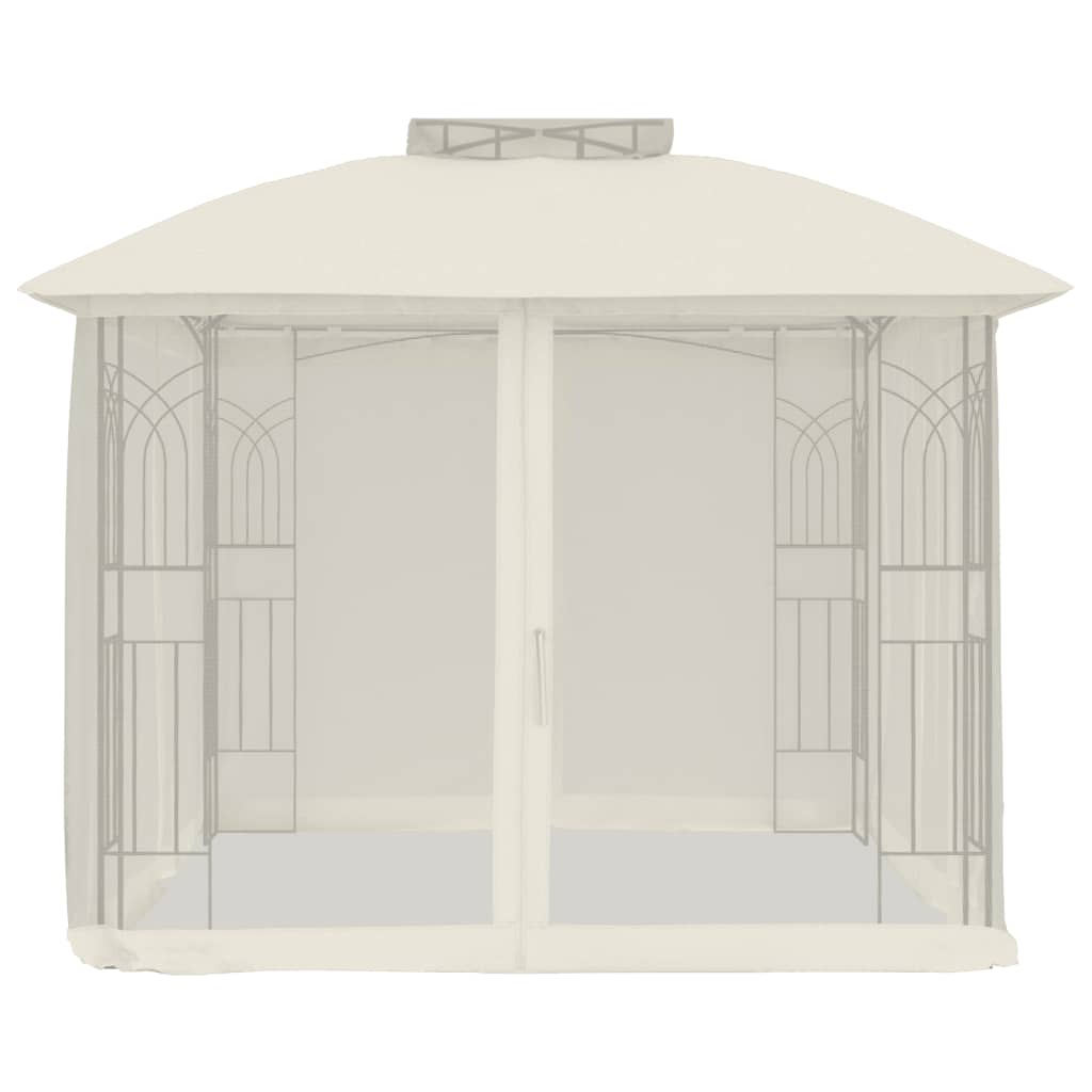 Gazebo c/ teto duplo/paredes de malha 2,94x2,94 m aço creme