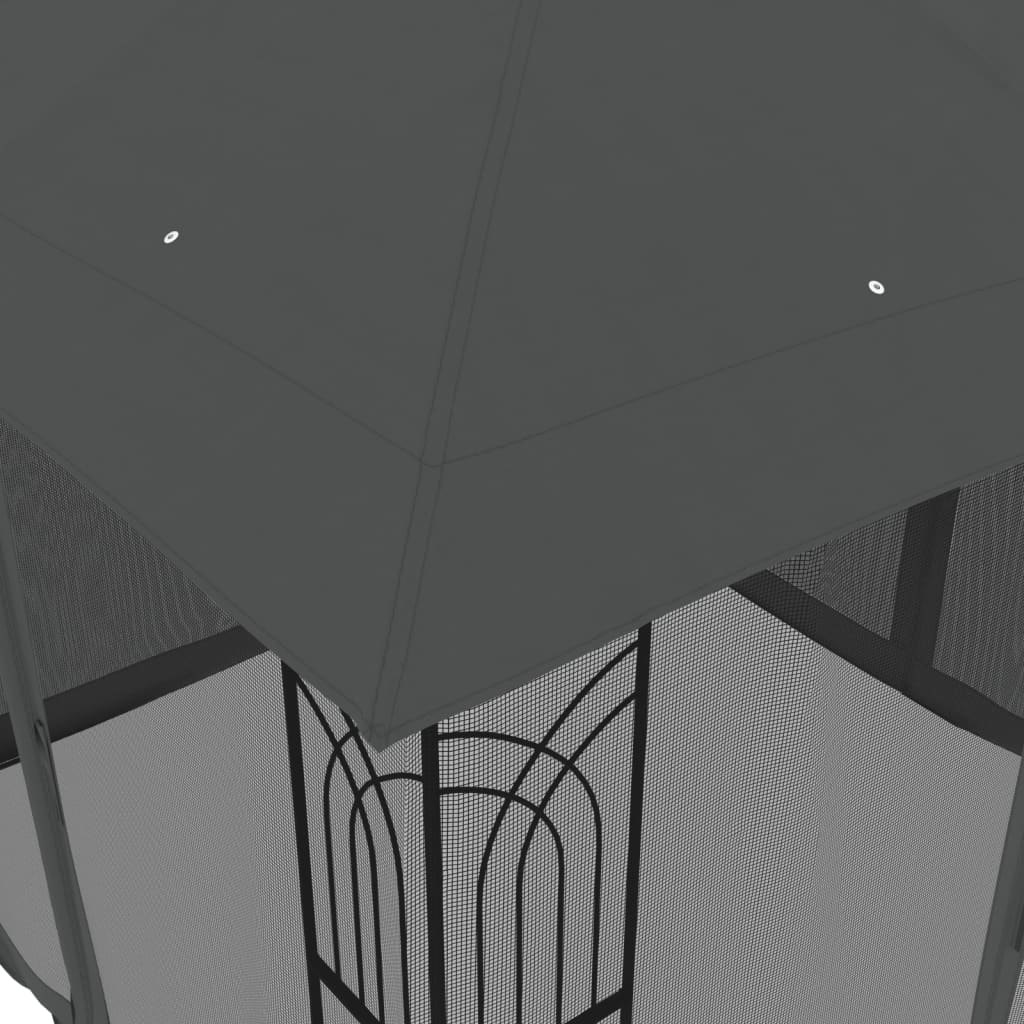 Gazebo c/ teto duplo/paredes de malha 2,94x2,94 m aço antracite