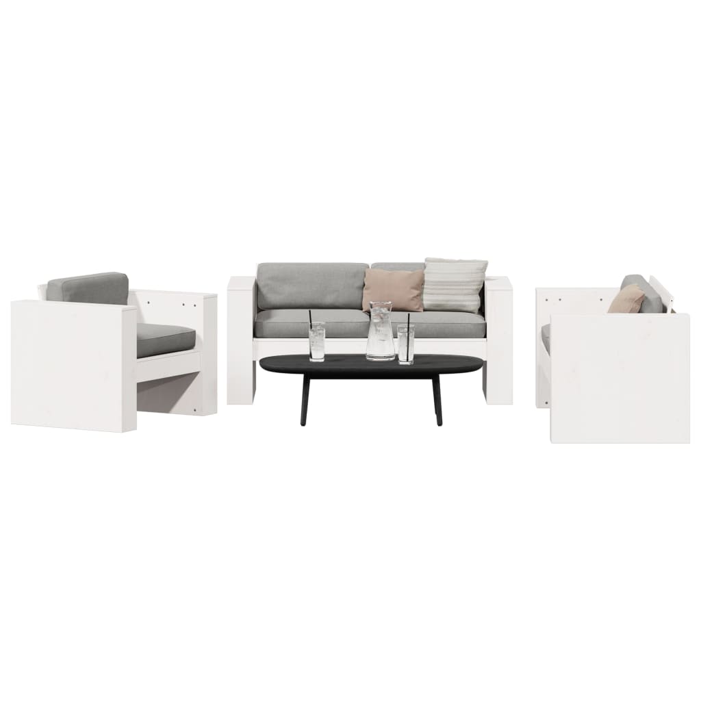 2 pcs conjunto lounge de jardim madeira de pinho maciça branco