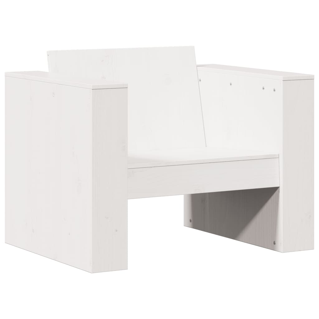 2 pcs conjunto lounge de jardim madeira de pinho maciça branco