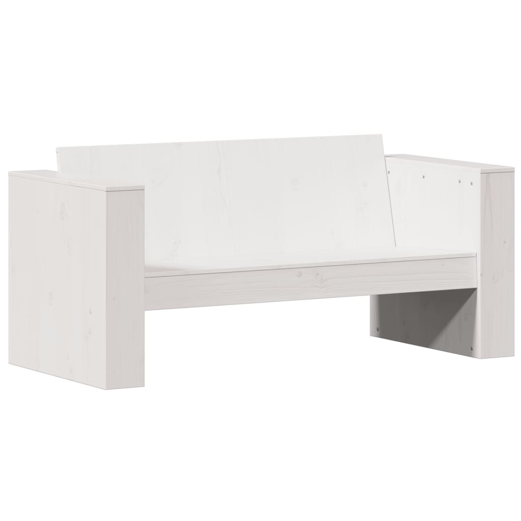 2 pcs conjunto lounge de jardim madeira de pinho maciça branco